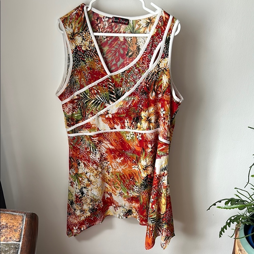 🔥🔥Claire France Colorful Floral Sleeveless Top Size 1X